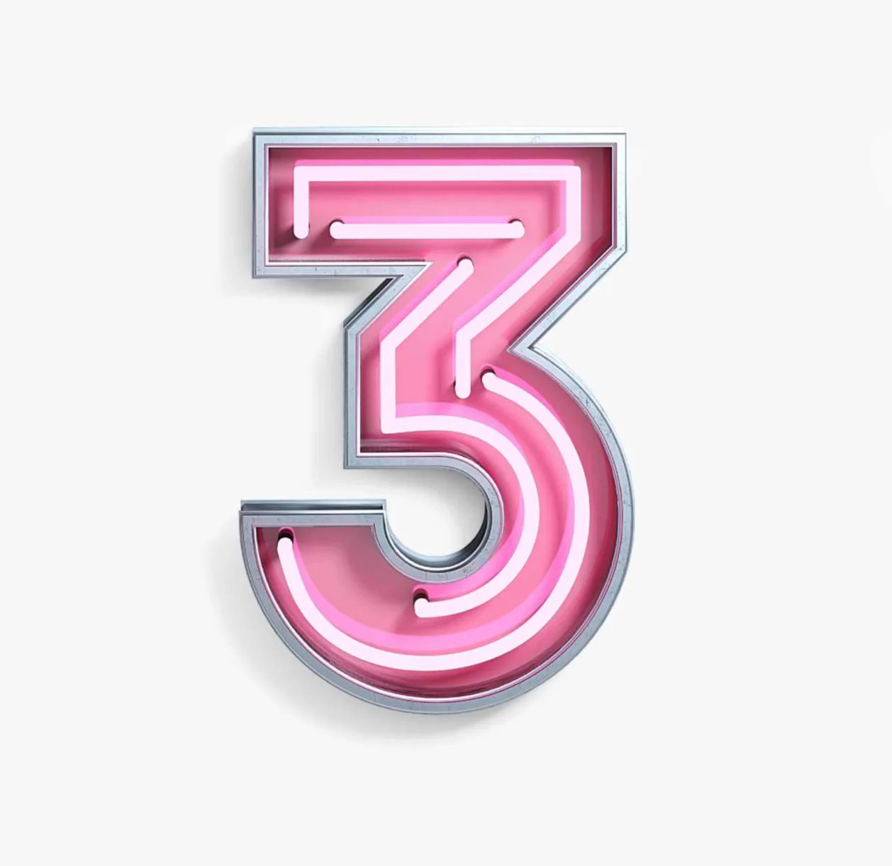 Bright Neon Font. Number 3